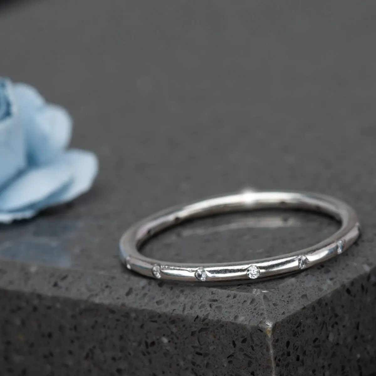 Sterling Silver Cubic Zirconia Dainty Dotted Ring sold by Zulily