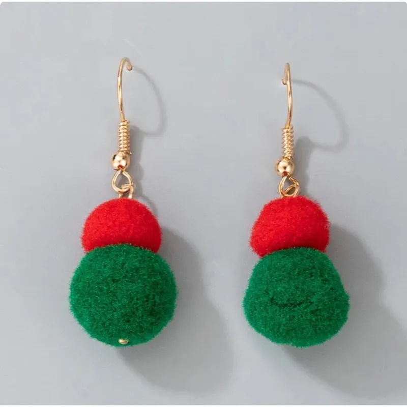 Goldtone Red & Green Pom Pom Drop Earrings sold by Zulily