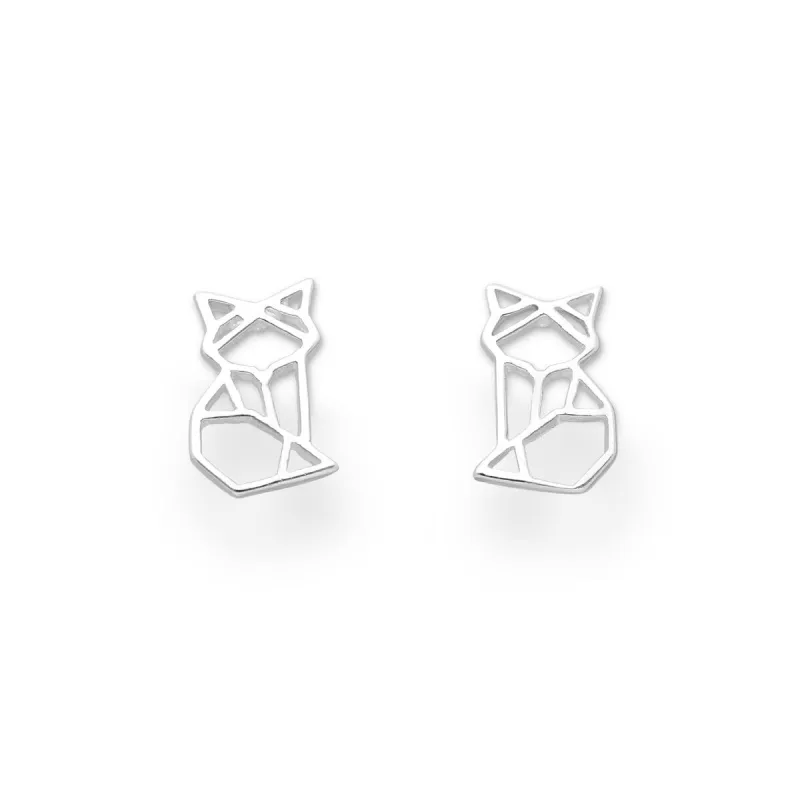 Sterling Silver Origami Fox Stud Earrings made by Zulily