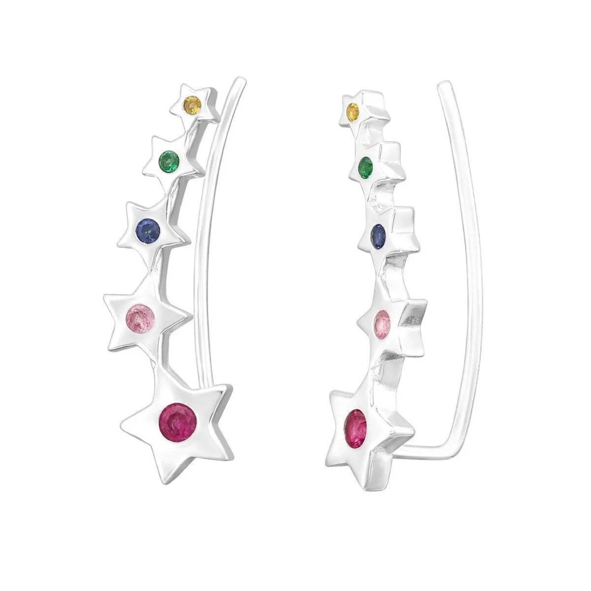 Sterling Silver Multi-Colored Cubic Zirconia Star Crawler Earrings sold by Zulily