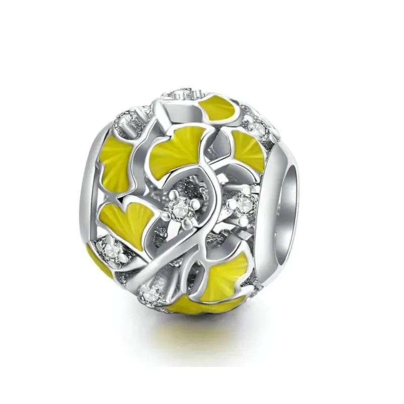 Sterling Silver Yellow Leaf & CZ Bracelet Charm sold by Zulily