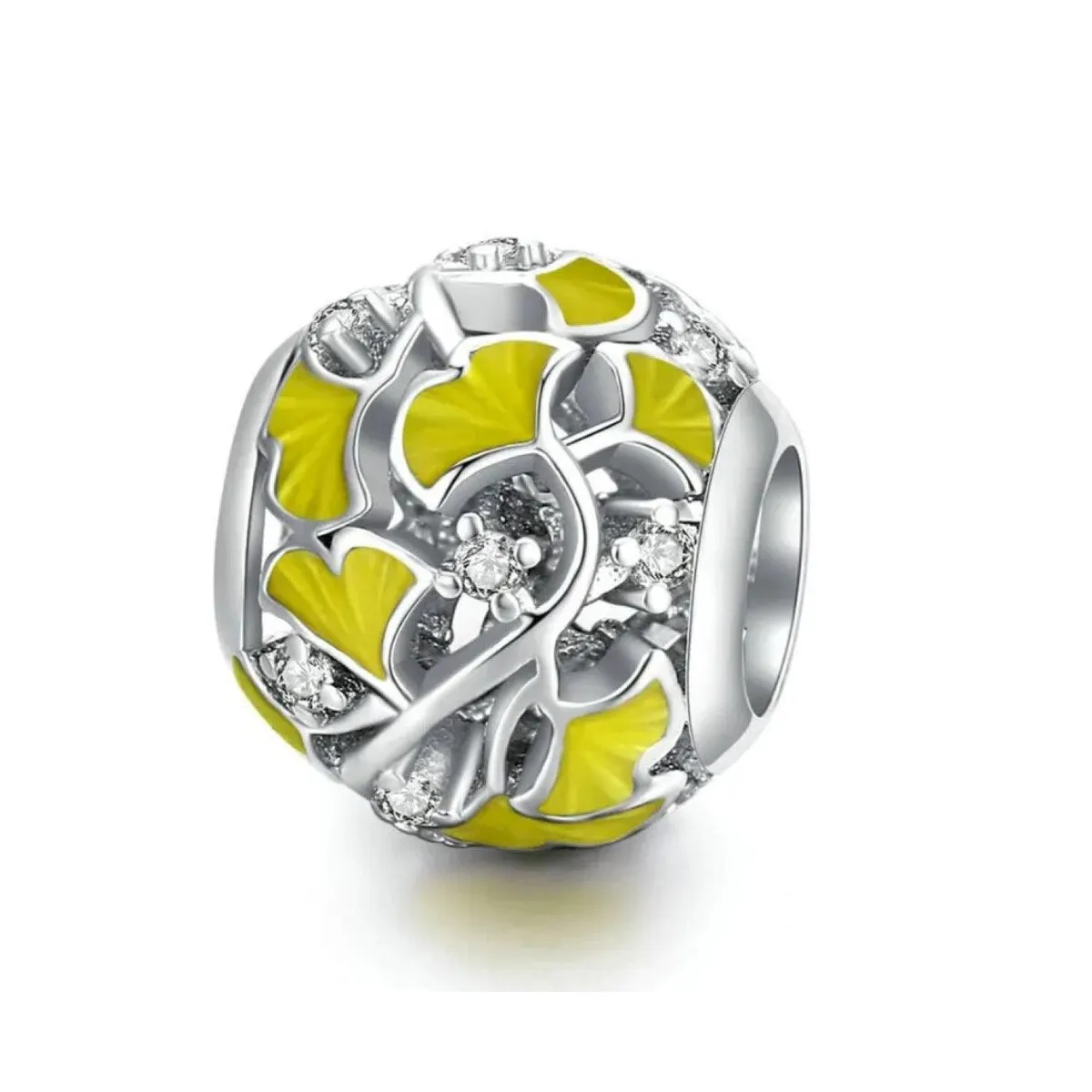 Sterling Silver Yellow Leaf & CZ Bracelet Charm sold by Zulily
