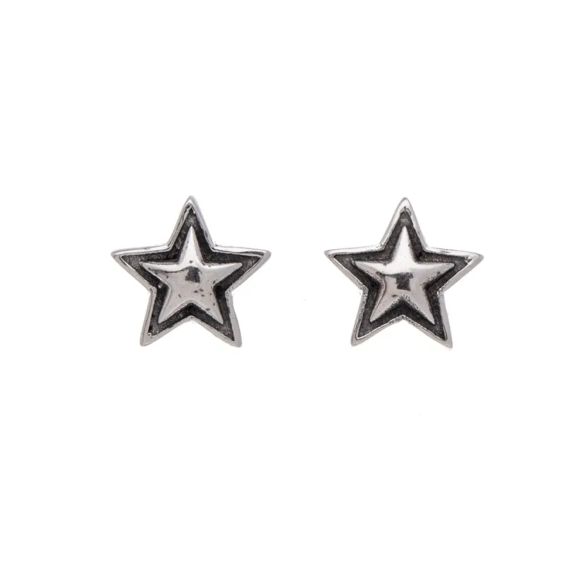 Sterling Silver Oxidized Star Stud Earrings sold by Zulily
