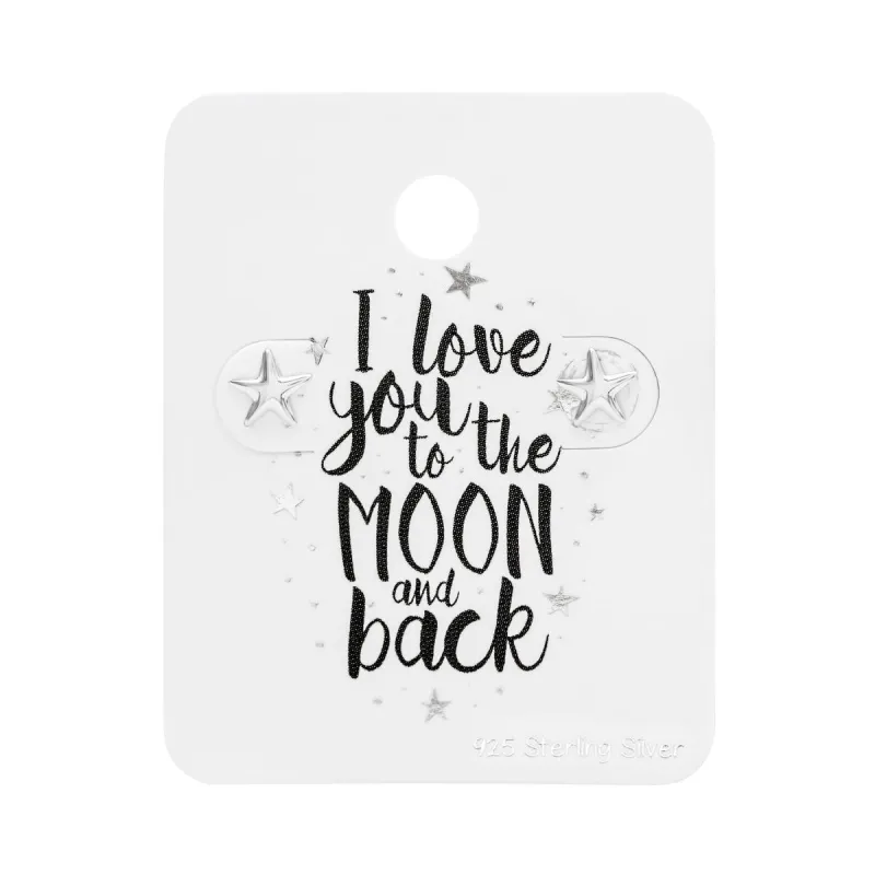 Sterling Silver Moon Star Studs On Love You The Moon Card sold by Zulily