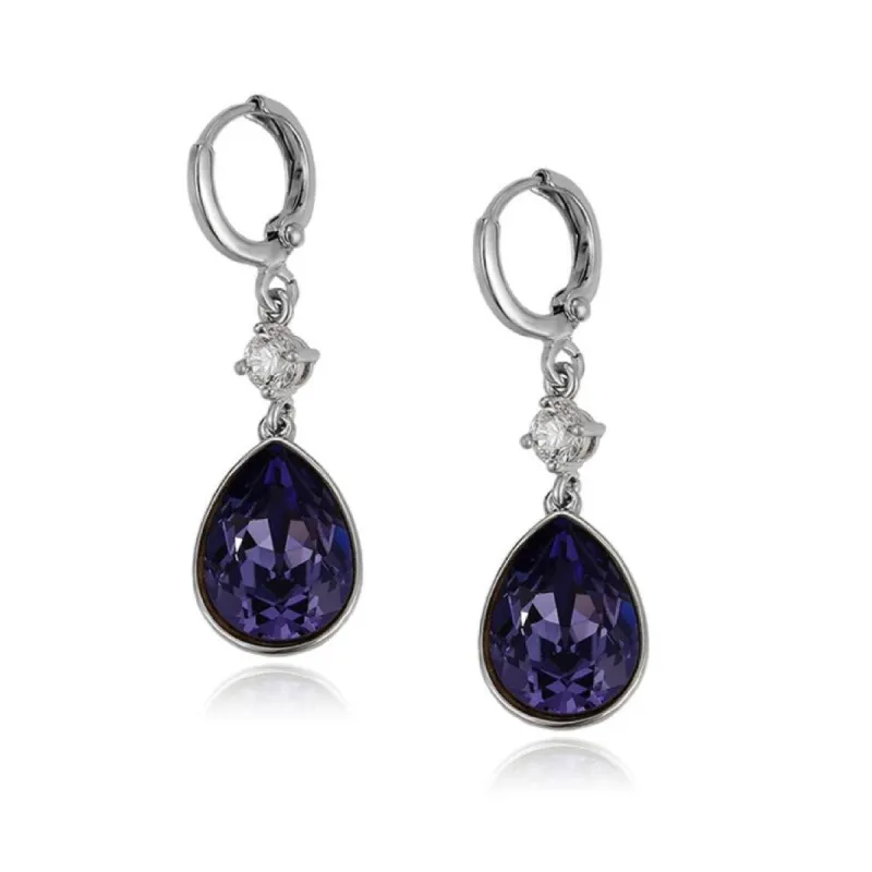 Silvertone Tanzanite Swarovski Crystal Teardrop Drop Earrings sold by Zulily