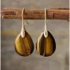 Goldtone & Teardrop Tiger's Eye Gemstone Drop Earrings sold by Zulily