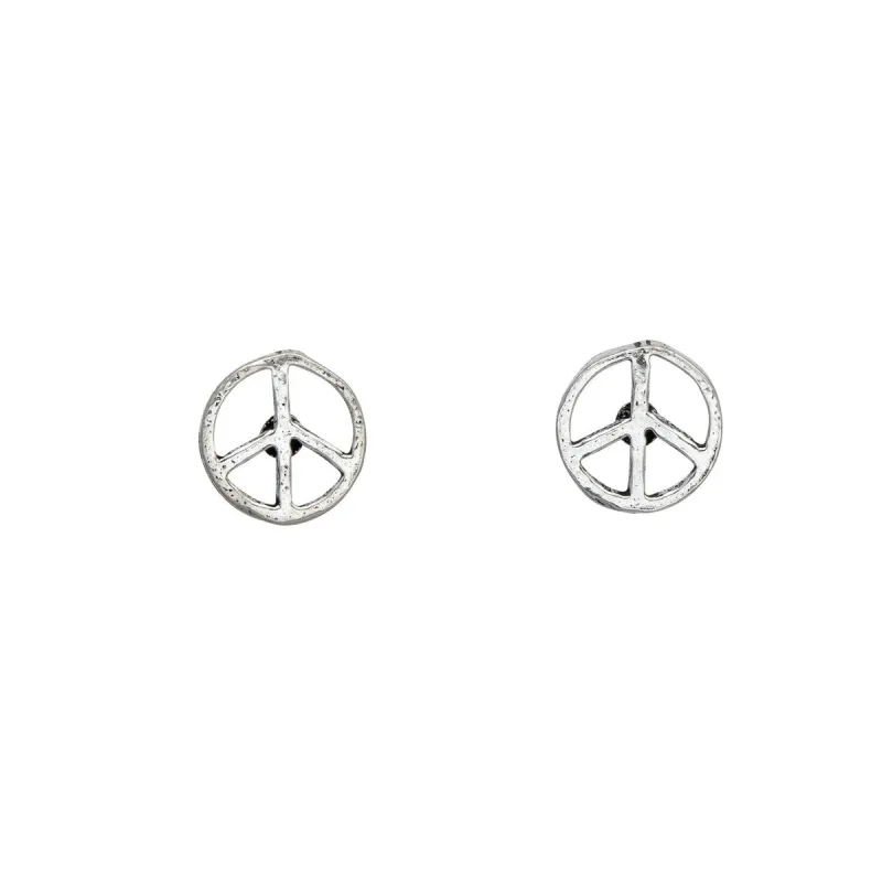 Sterling Silver Peace Sign Stud Earrings sold by Zulily