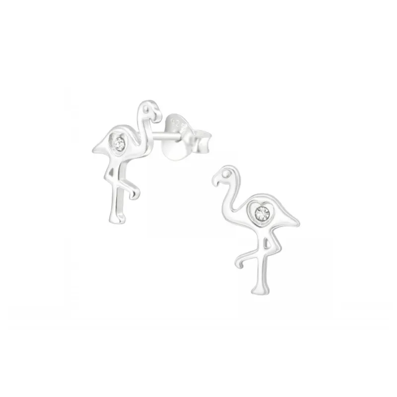 Sterling Silver Cubic Zirconia Flamingo Stud Earrings sold by Zulily