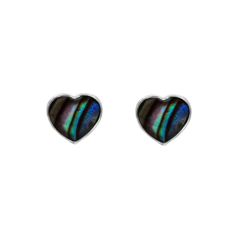 Paua Sterling Silver Heart Stud Earrings sold by Zulily