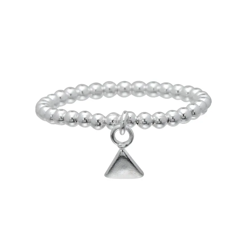 Sterling Silver Beaded Triangle Charm Ring sold by Zulily