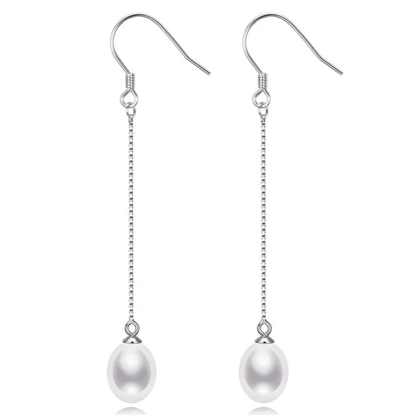 Sterling Silver Threader White Freshwater Pearl Earrings sold by Zulily