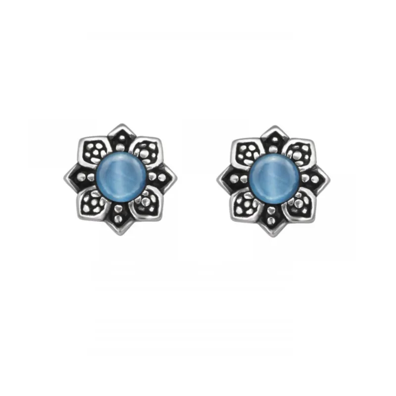 Sterling Silver Blue Mandala Stud Earrings sold by Zulily