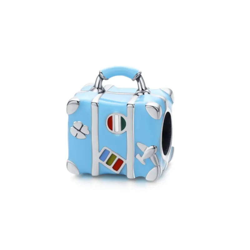 Sterling Silver Blue Suitcase Travel Lover Charm Bead sold by Zulily