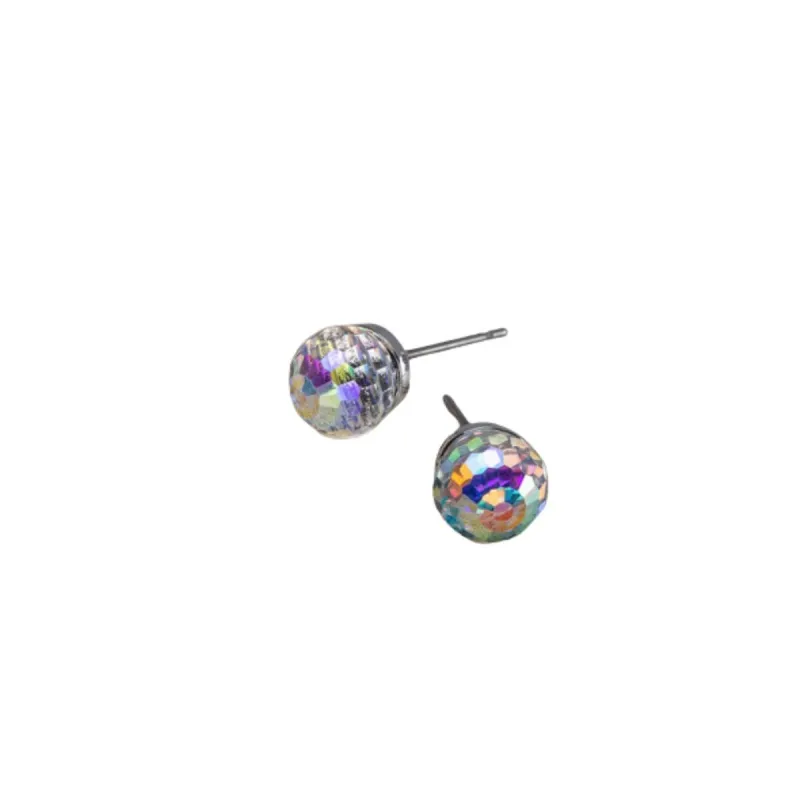 Silvertone Disco Ball Crystal Stud Earrings sold by Zulily