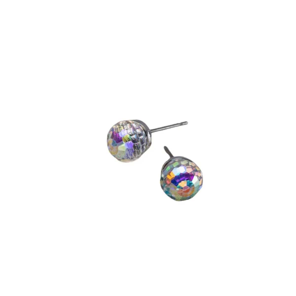 Silvertone Disco Ball Crystal Stud Earrings sold by Zulily