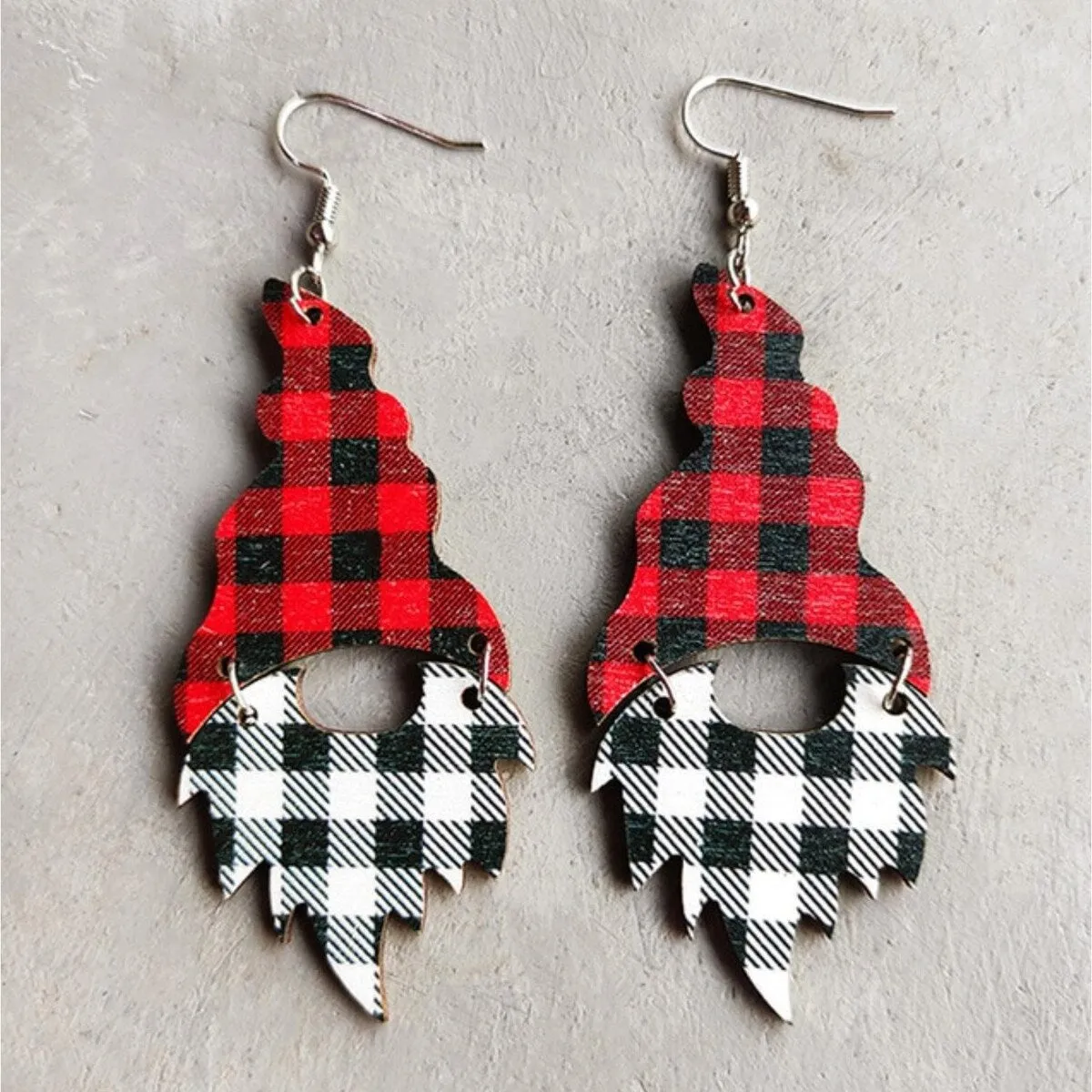 Red & Black Plaid Gnome Drop Earrings sold by Zulily