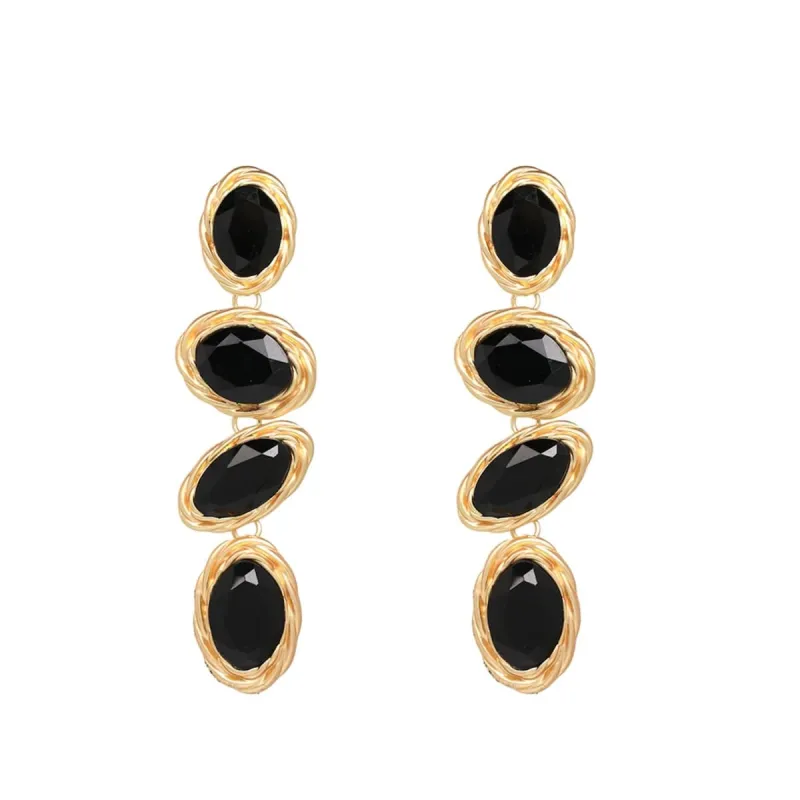 Goldtone & Black Scattered Oval Drop Earrings sold by Zulily