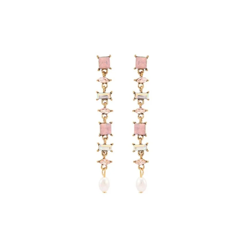 Shades Of Pink & Faux Pearl Geometric Crystal Drop Earrings sold by Zulily