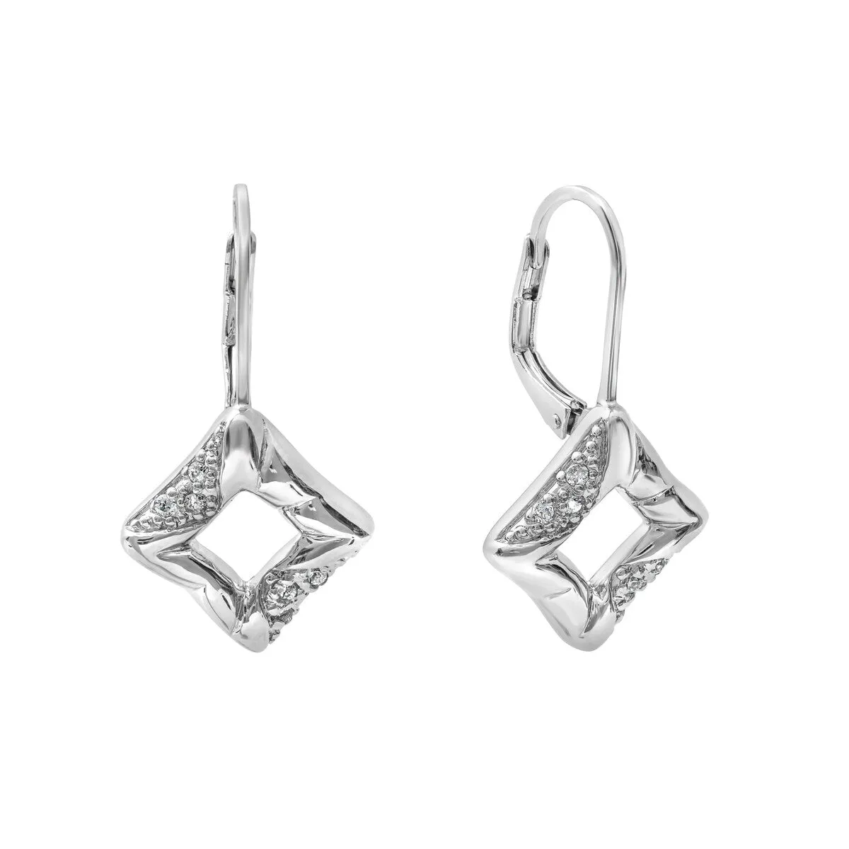 Sterling Silver & Cubic Zirconia Geometric Leverback Drop Earrings sold by Zulily