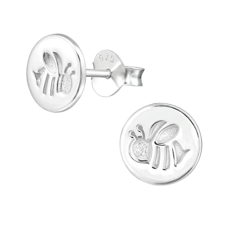 Sterling Silver Circular Bee Stud Earrings sold by Zulily