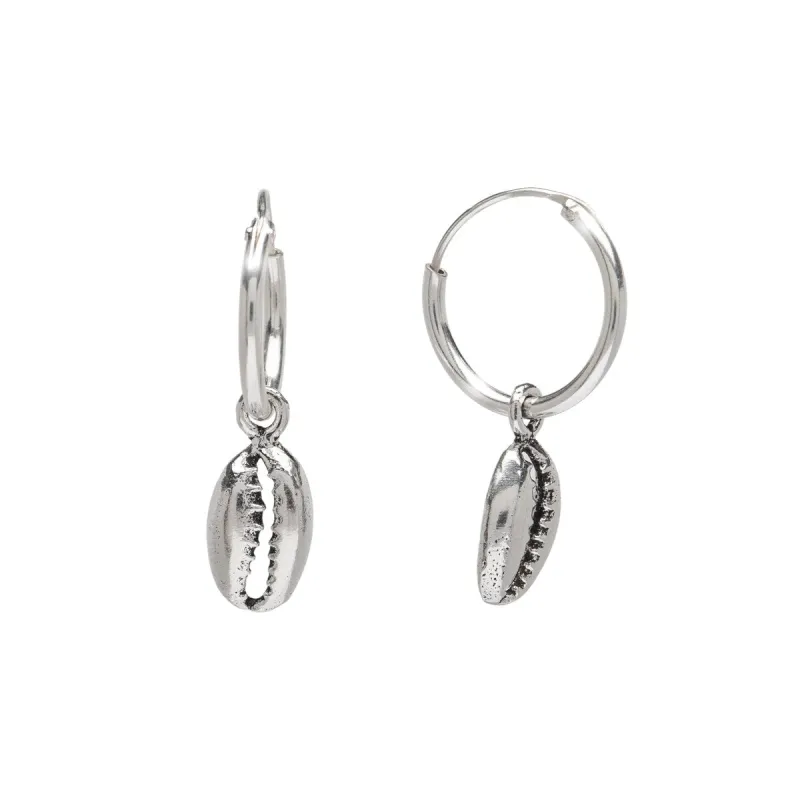 Sterling Silver Shell Huggie Hoop Earrings sold by Zulily