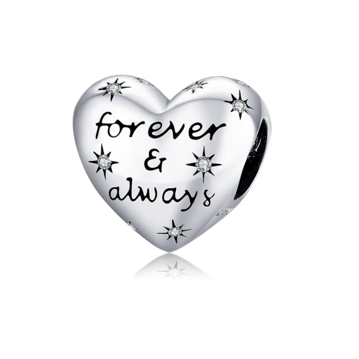 Sterling Silver Cubic Zirconia Stars Forever And Always Heart Charm sold by Zulily