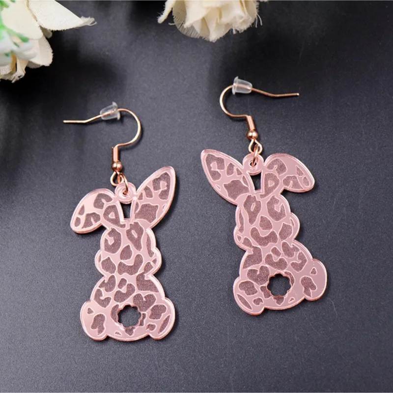 Pink Cotton Tail Leopard Bunny Drop Earrings sold by Zulily