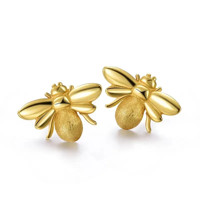 Sterling Silver Gold Plated Bee Stud Earrings sold by Zulily