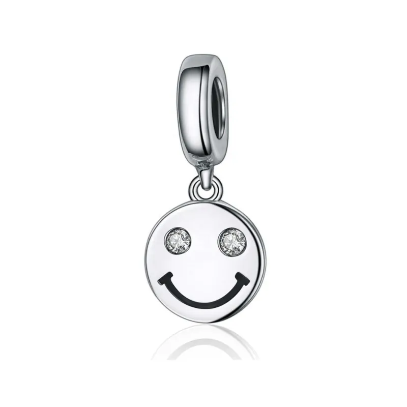 Sterling Silver Cubic Zirconia Happy Face Dangling Charm sold by Zulily
