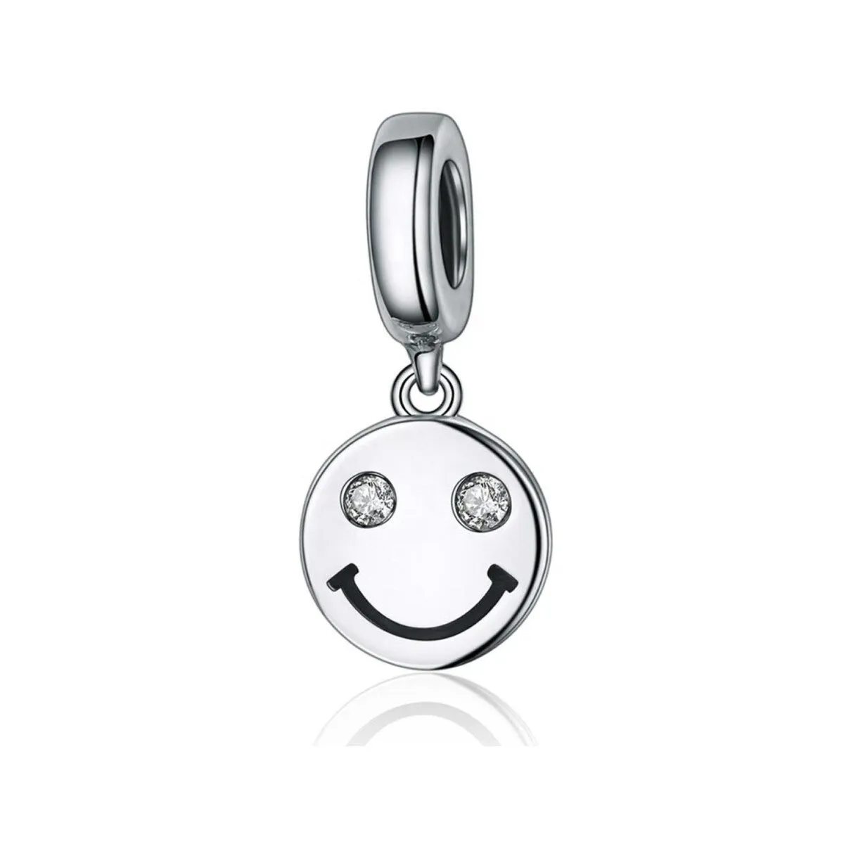 Sterling Silver Cubic Zirconia Happy Face Dangling Charm sold by Zulily