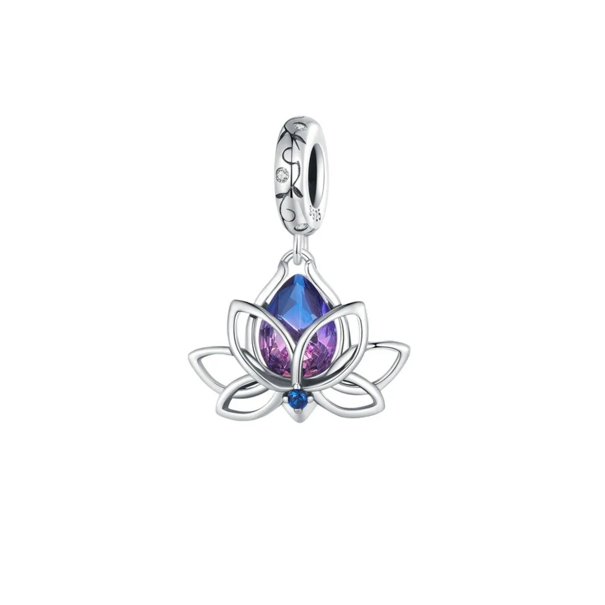 Pink Ombré Cubic Zirconia & Sterling Silver Lotus Charm sold by Zulily