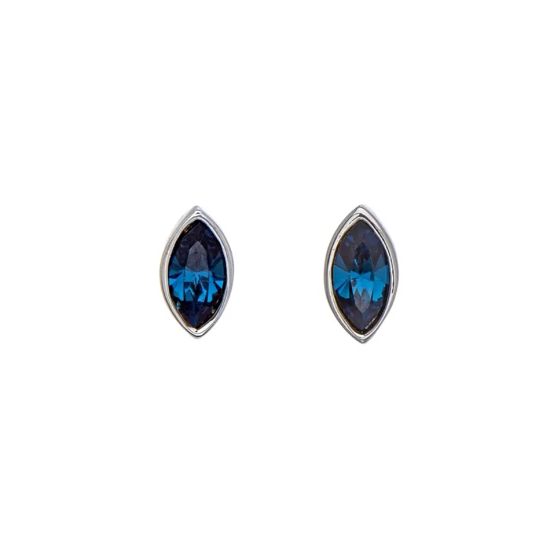 Silvertone Sapphire Blue Swarovski Crystals Marquis Stud Earrings sold by Zulily