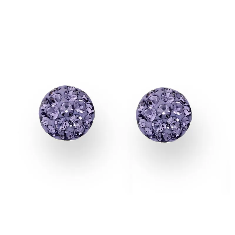 Sterling Silver Purple Cubic Zirconia Pave Circular Stud Earrings sold by Zulily
