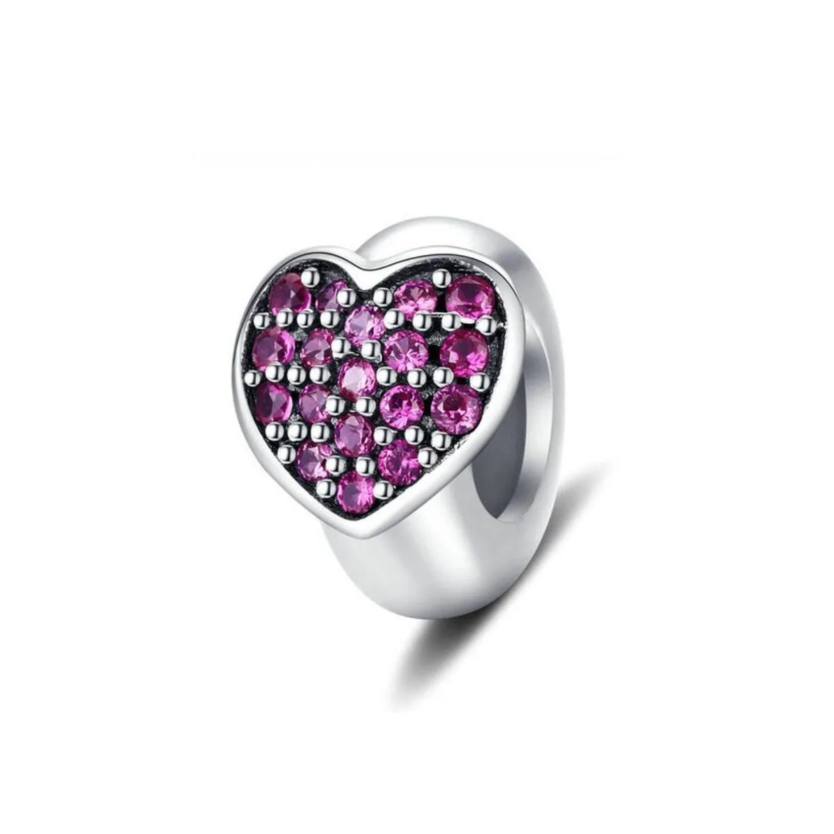Fuchsia Cubic Zirconia & Sterling Silver Heart Charm sold by Zulily