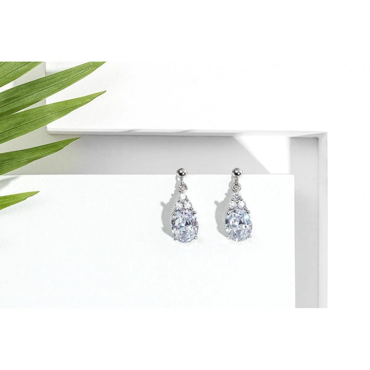 Sterling Silver & Cubic Zirconia Teardrop Earrings sold by Zulily product image thumbnail 2