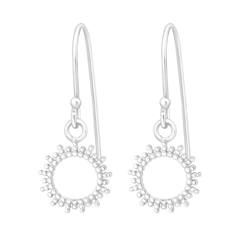 Sterling Silver Dotted Sun Drop Earrings sold by Zulily