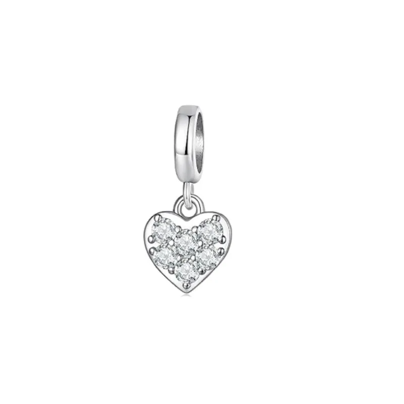 Sterling Silver & CZ Pave Heart Dangling Bracelet Charm sold by Zulily