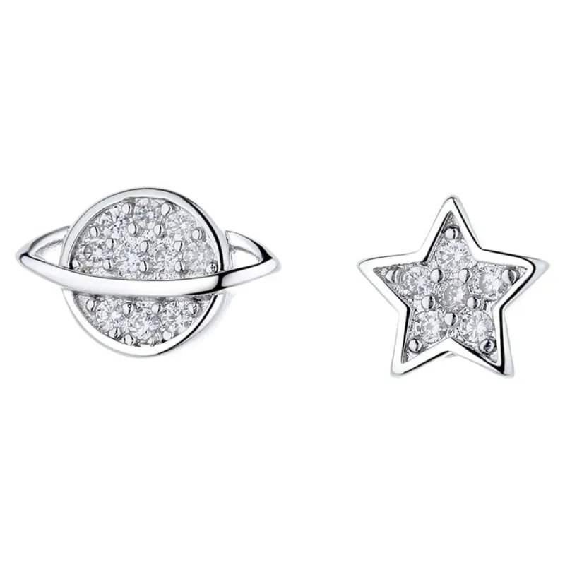 Sterling Silver Star and Planet Earrings with Crystals from Swarovski sold by Zulily