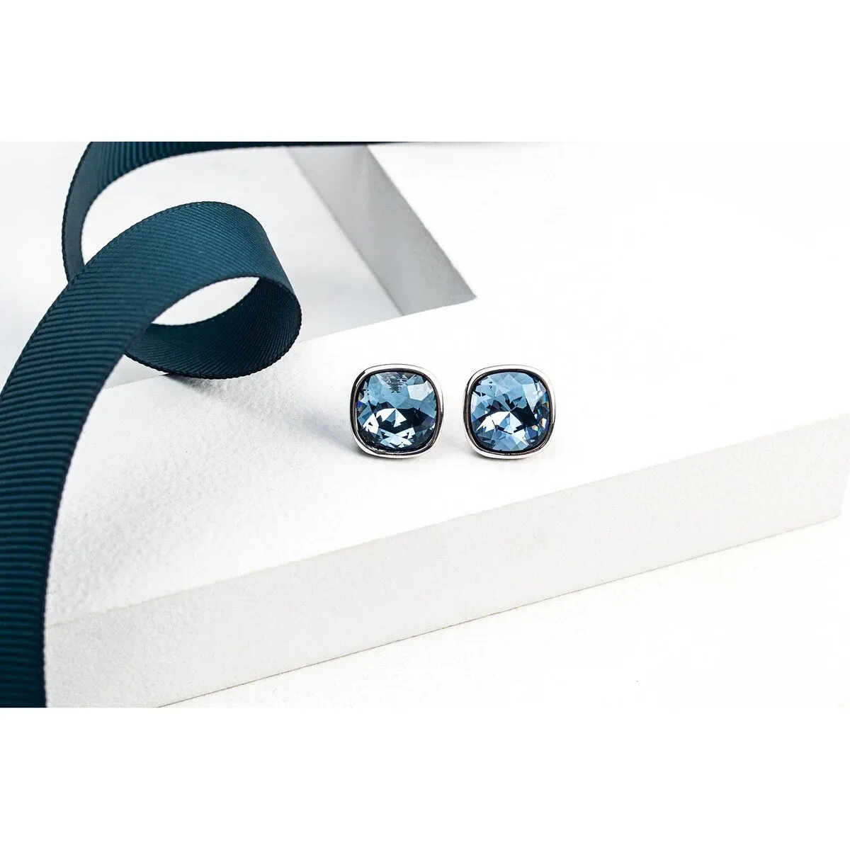 Cushion Cut Crystal Bezel Set Stud Earrings sold by Zulily product image thumbnail 2