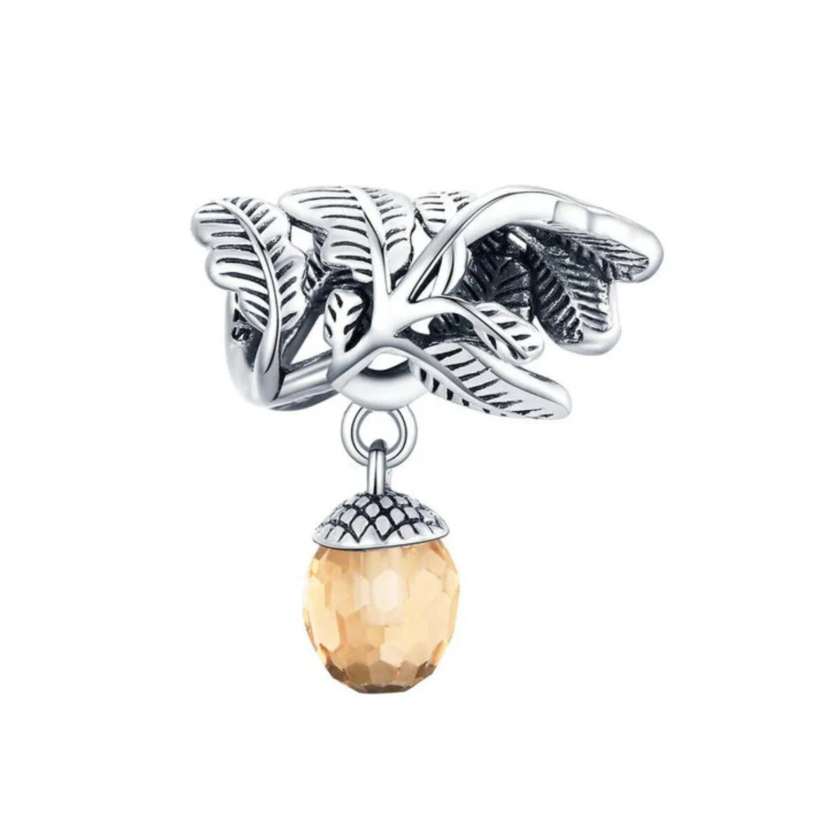Peach Crystal & Sterling Silver Acorn Drop Charm sold by Zulily