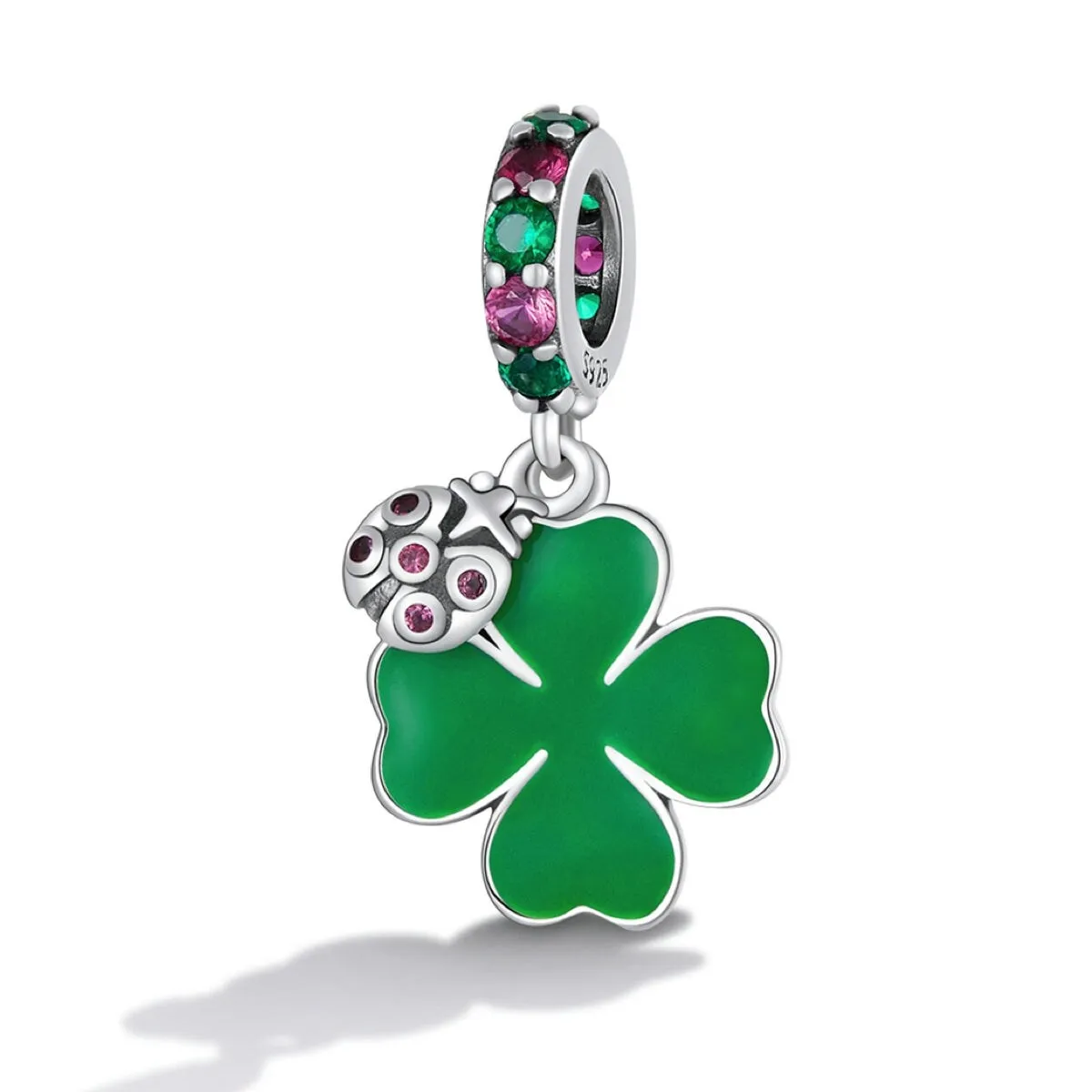 Sterling Silver & Green Multicolor Cubic Zirconia Clover Dangle Charm sold by Zulily