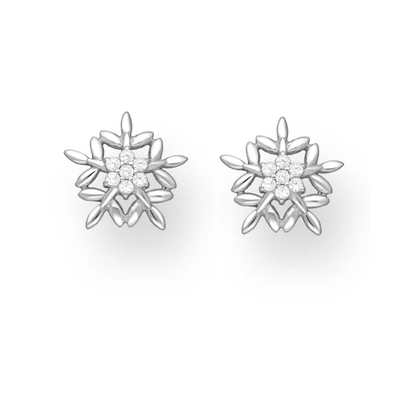 Sterling Silver Cubic Zirconia Openwork Snowflake Stud Earrings sold by Zulily