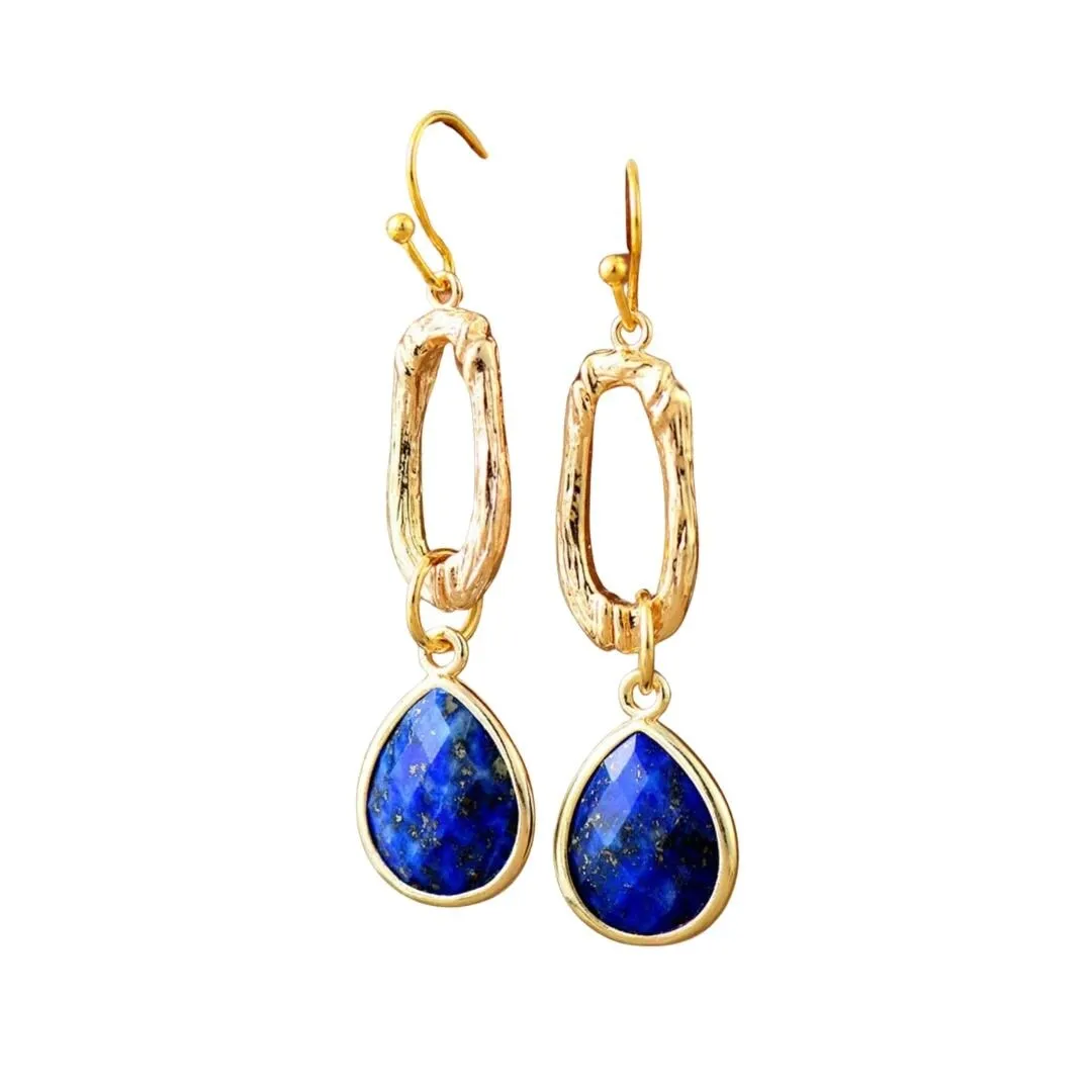 Natural Lapis Lazuli & Goldtone Faceted Teardrop Earrings sold by Zulily product image thumbnail 2