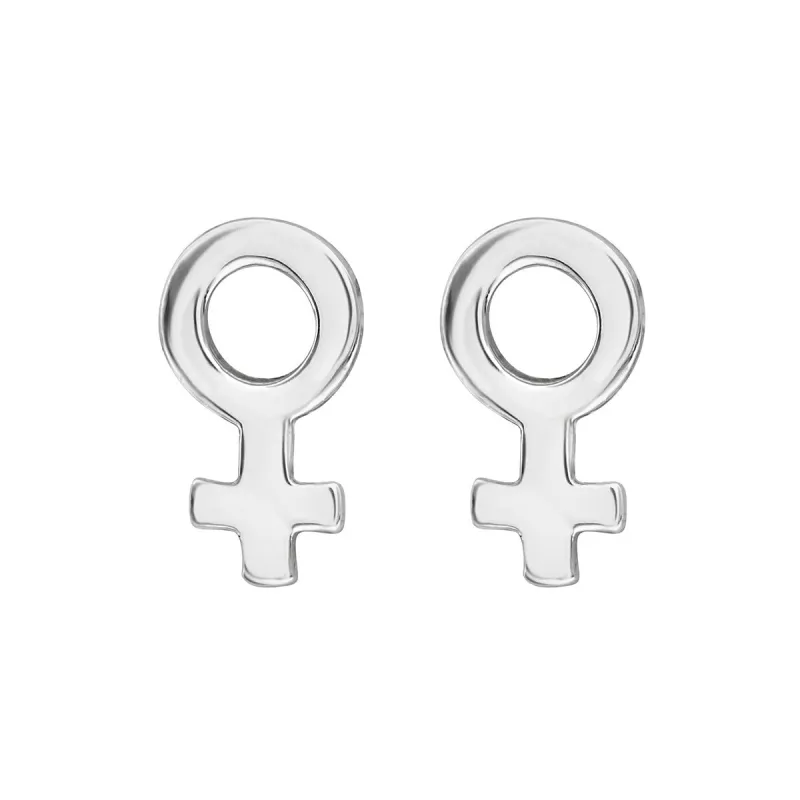 Sterling Silver Female Symbol Stud Earrings sold by Zulily