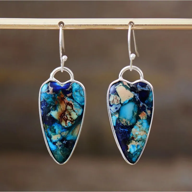 Jasper & Silvertone Heart Drop Earrings sold by Zulily