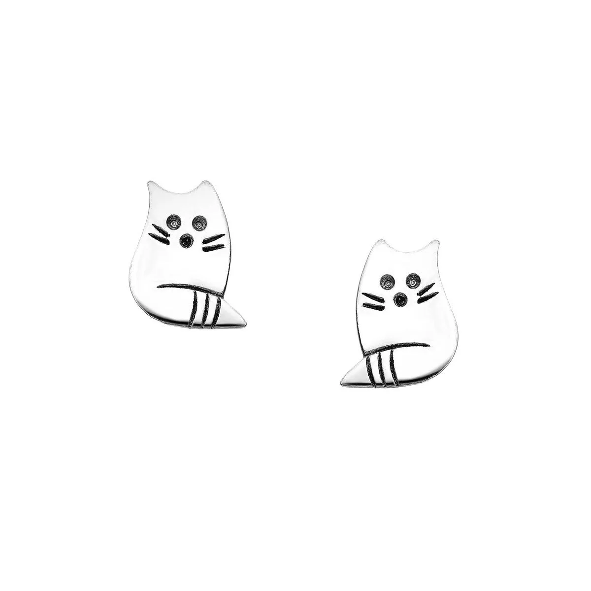 Sterling Silver Cute Cat Stud Earrings sold by Zulily