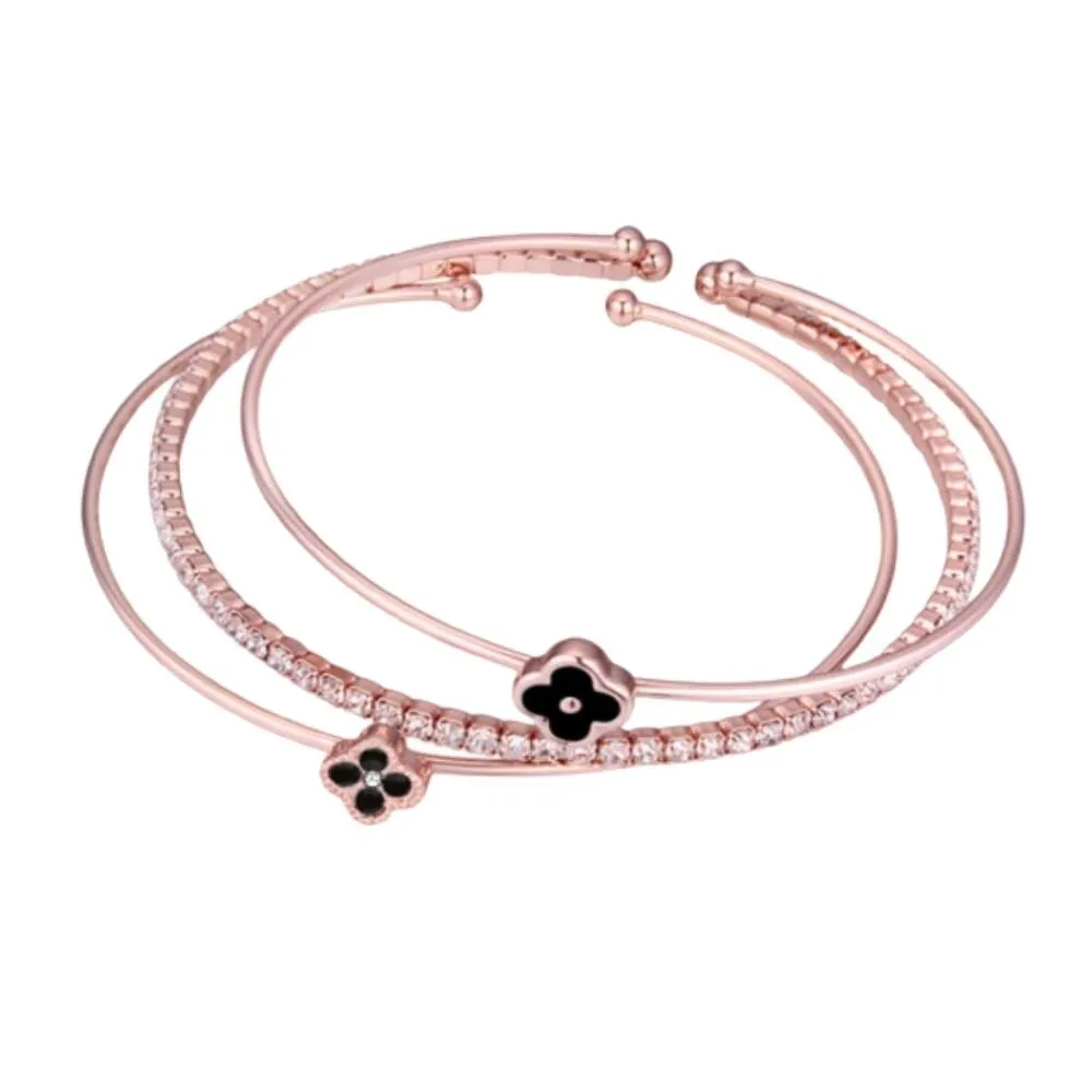 Rose Goldtone Flower Crystal Bracelet Set sold by Zulily product image thumbnail 3