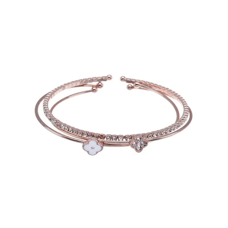 Rose Goldtone Flower Crystal Bracelet Set sold by Zulily