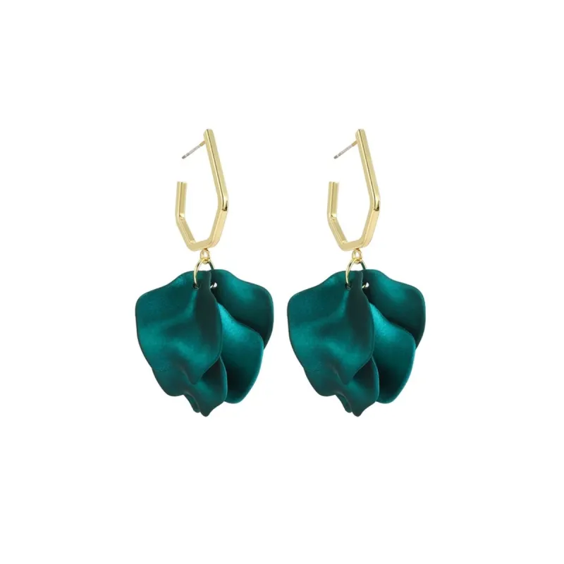Goldtone & Green Petal Drop Earrings sold by Zulily