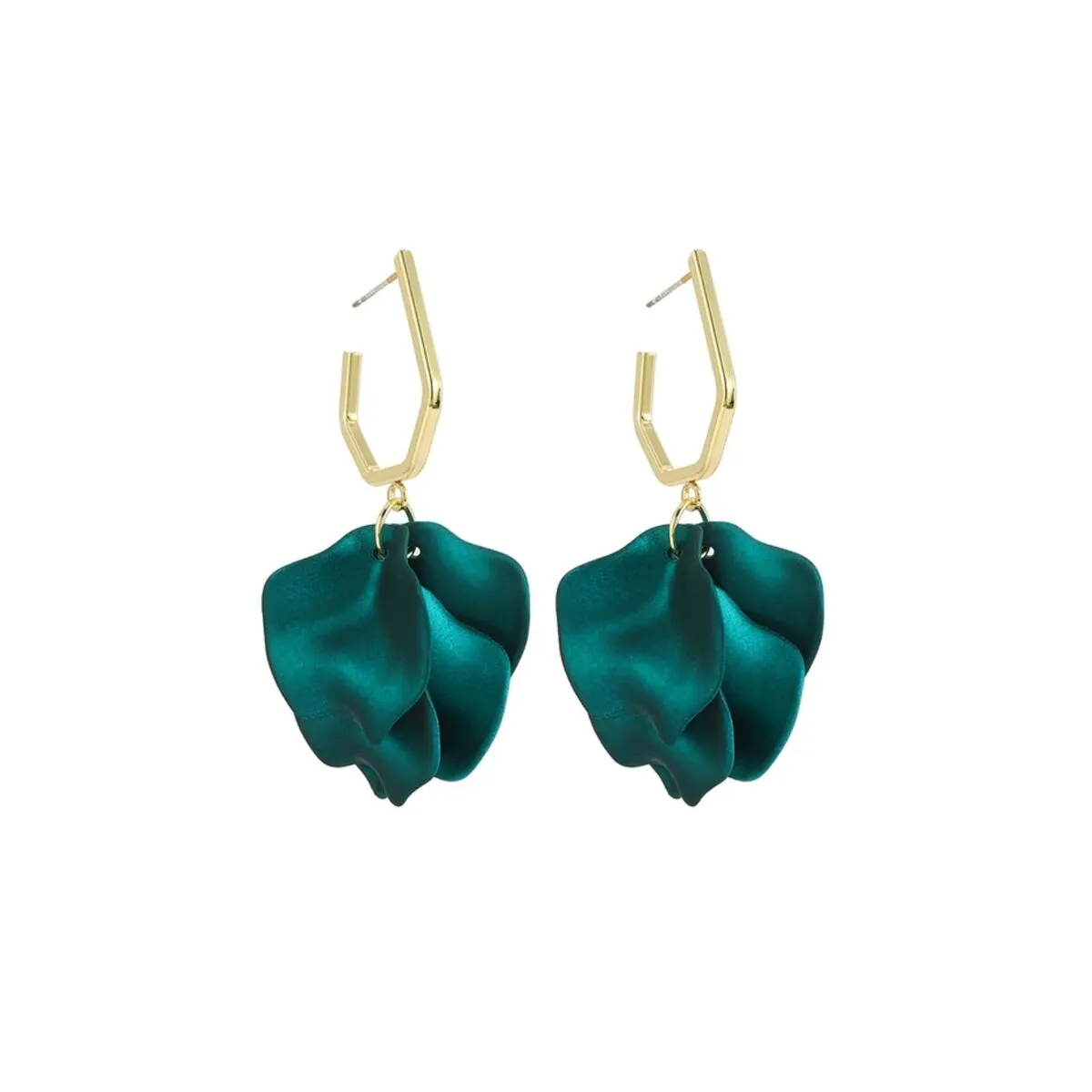 Goldtone & Green Petal Drop Earrings sold by Zulily